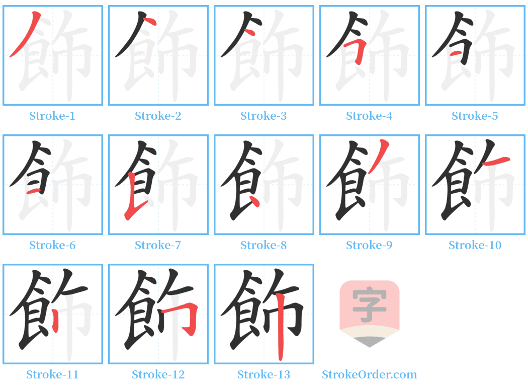 飾 Stroke Order Diagrams