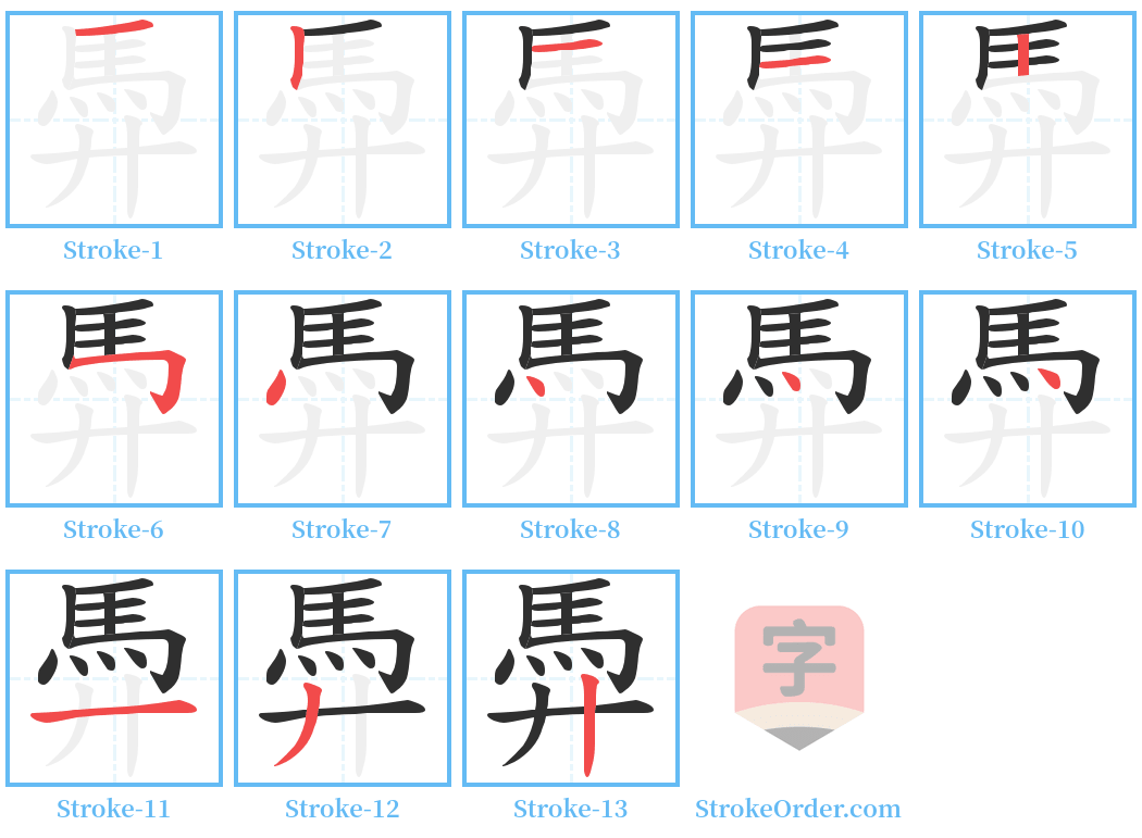 馵 Stroke Order Diagrams