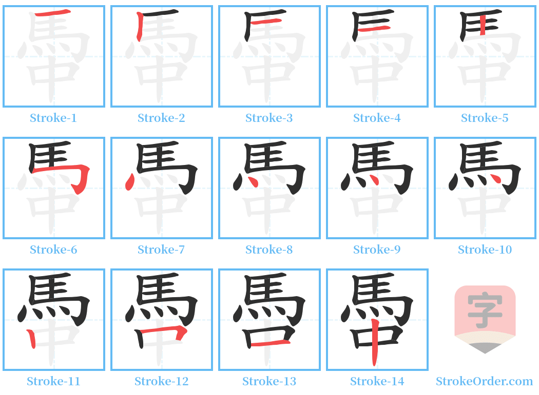 馽 Stroke Order Diagrams