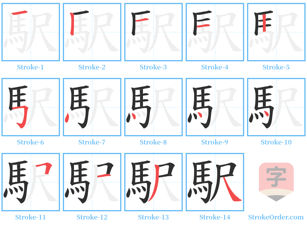 駅 Stroke Order Diagrams