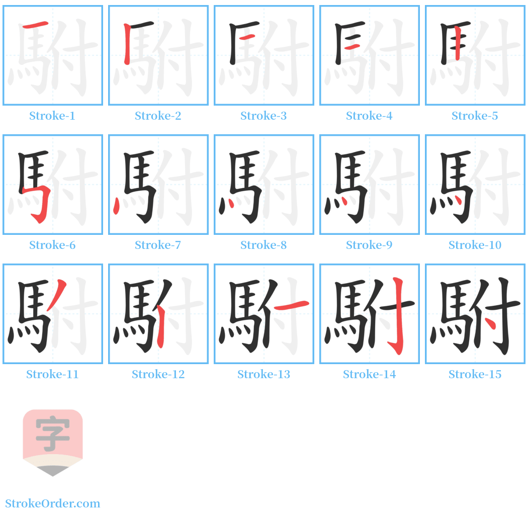 駙 Stroke Order Diagrams