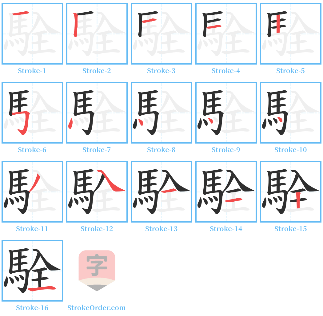 駩 Stroke Order Diagrams