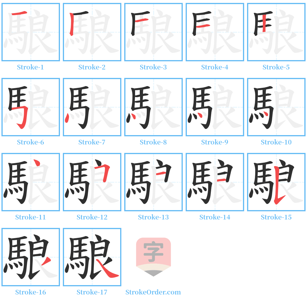 駺 Stroke Order Diagrams