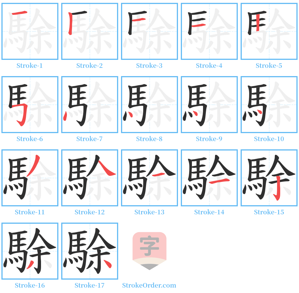 駼 Stroke Order Diagrams