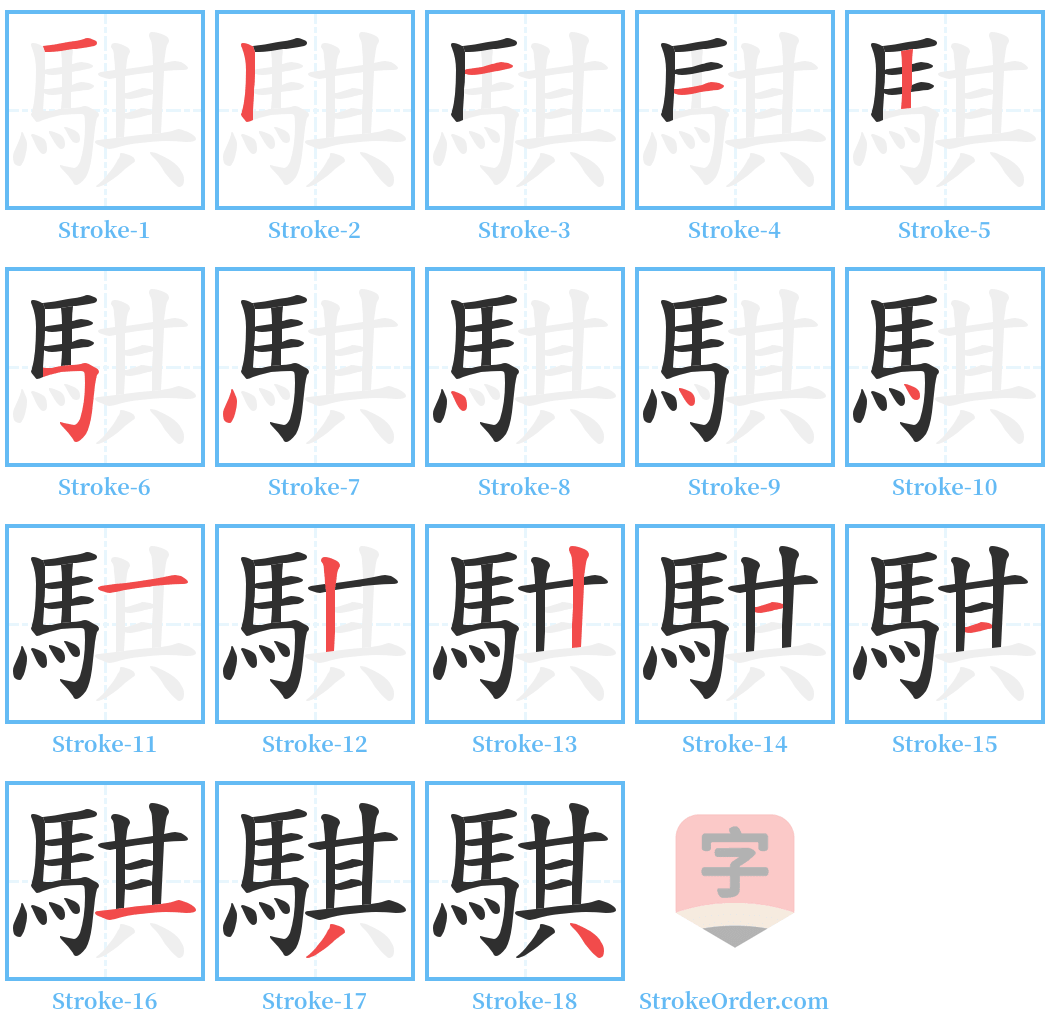 騏 Stroke Order Diagrams