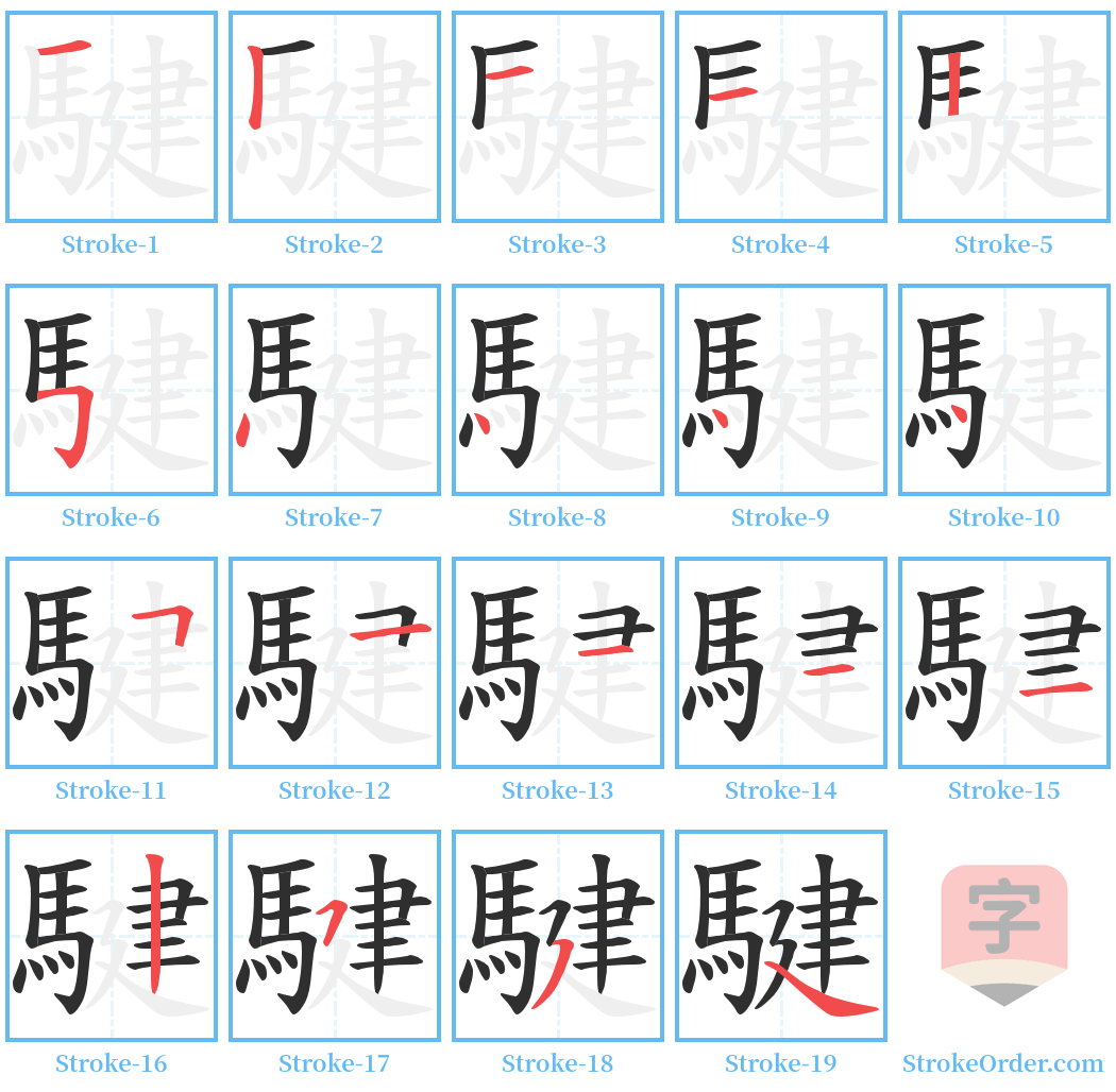 騝 Stroke Order Diagrams