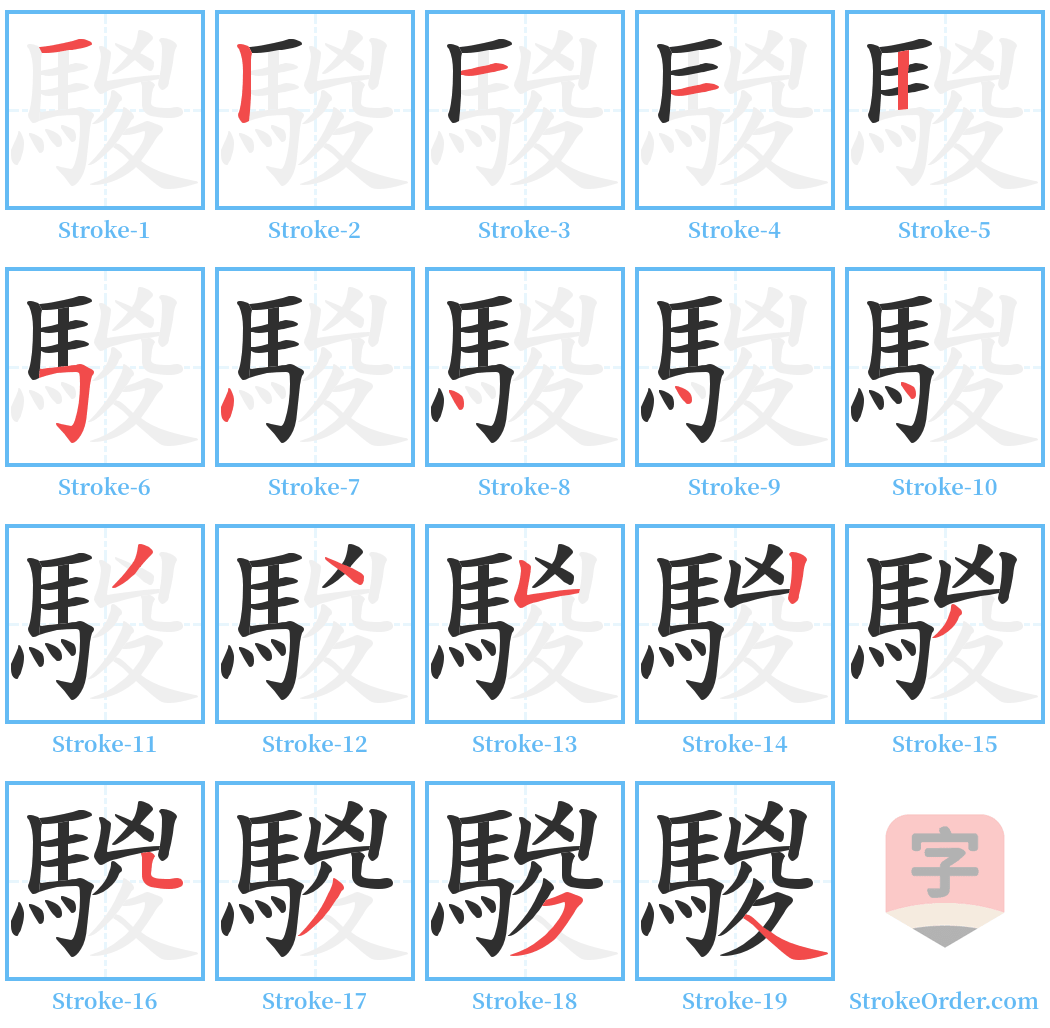 騣 Stroke Order Diagrams