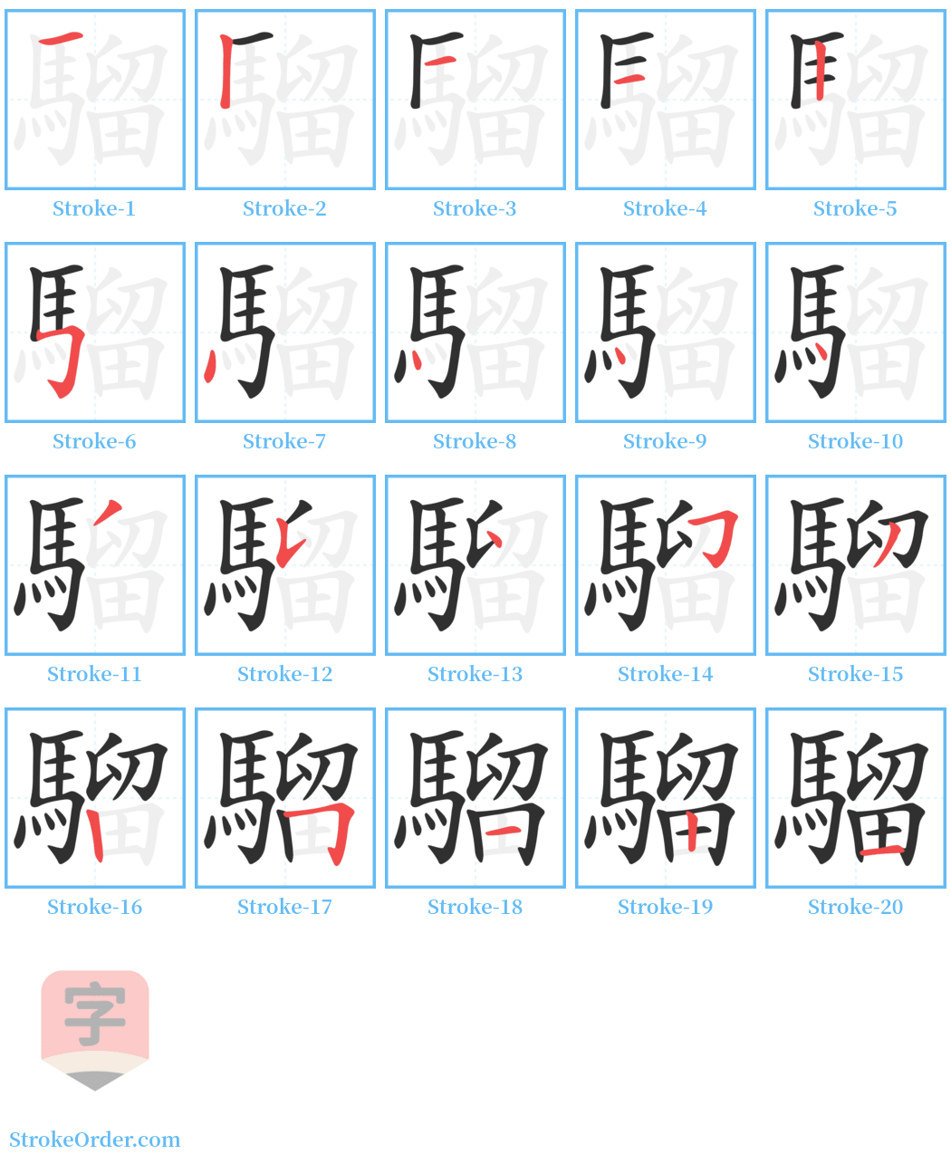 騮 Stroke Order Diagrams