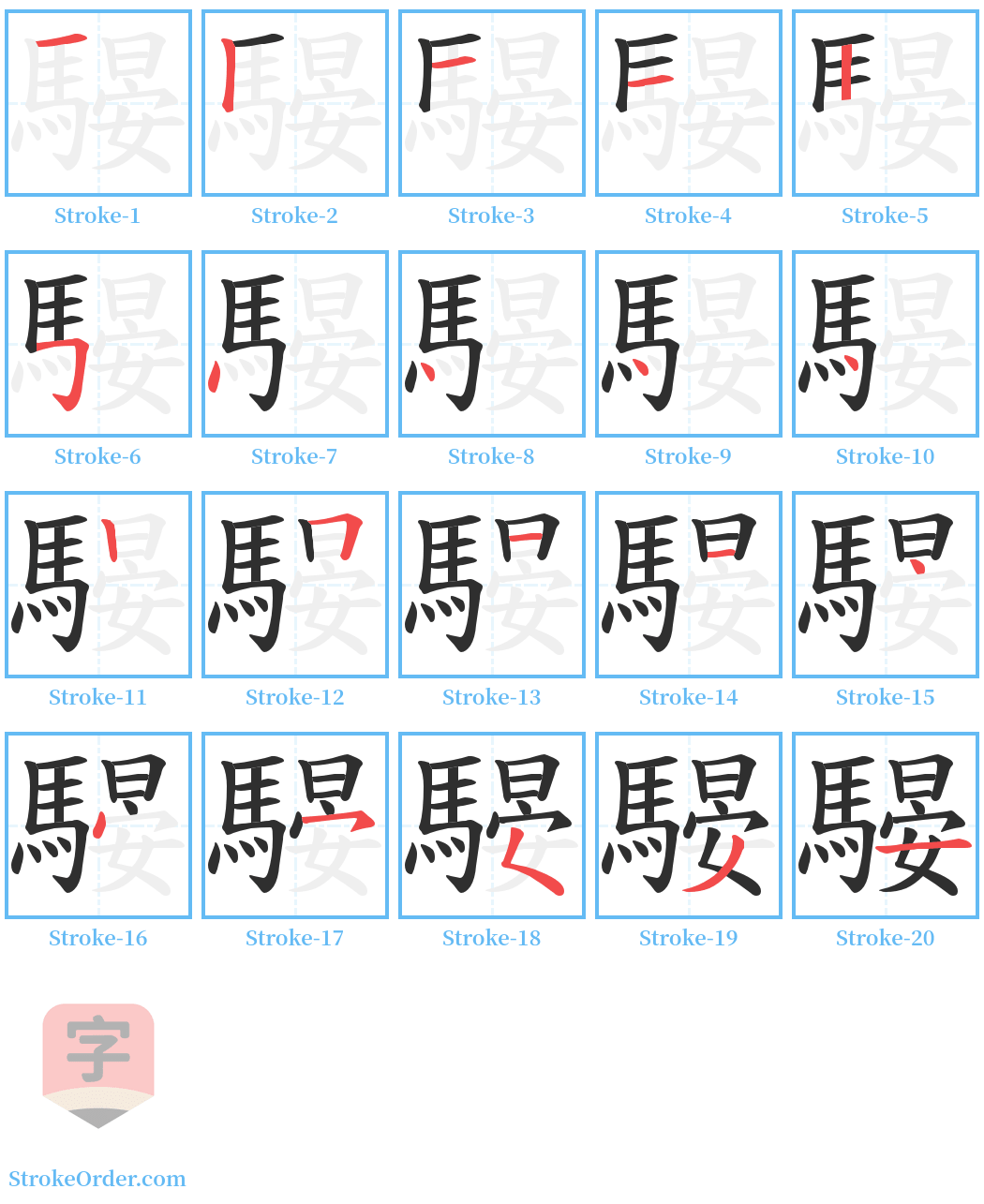 騴 Stroke Order Diagrams