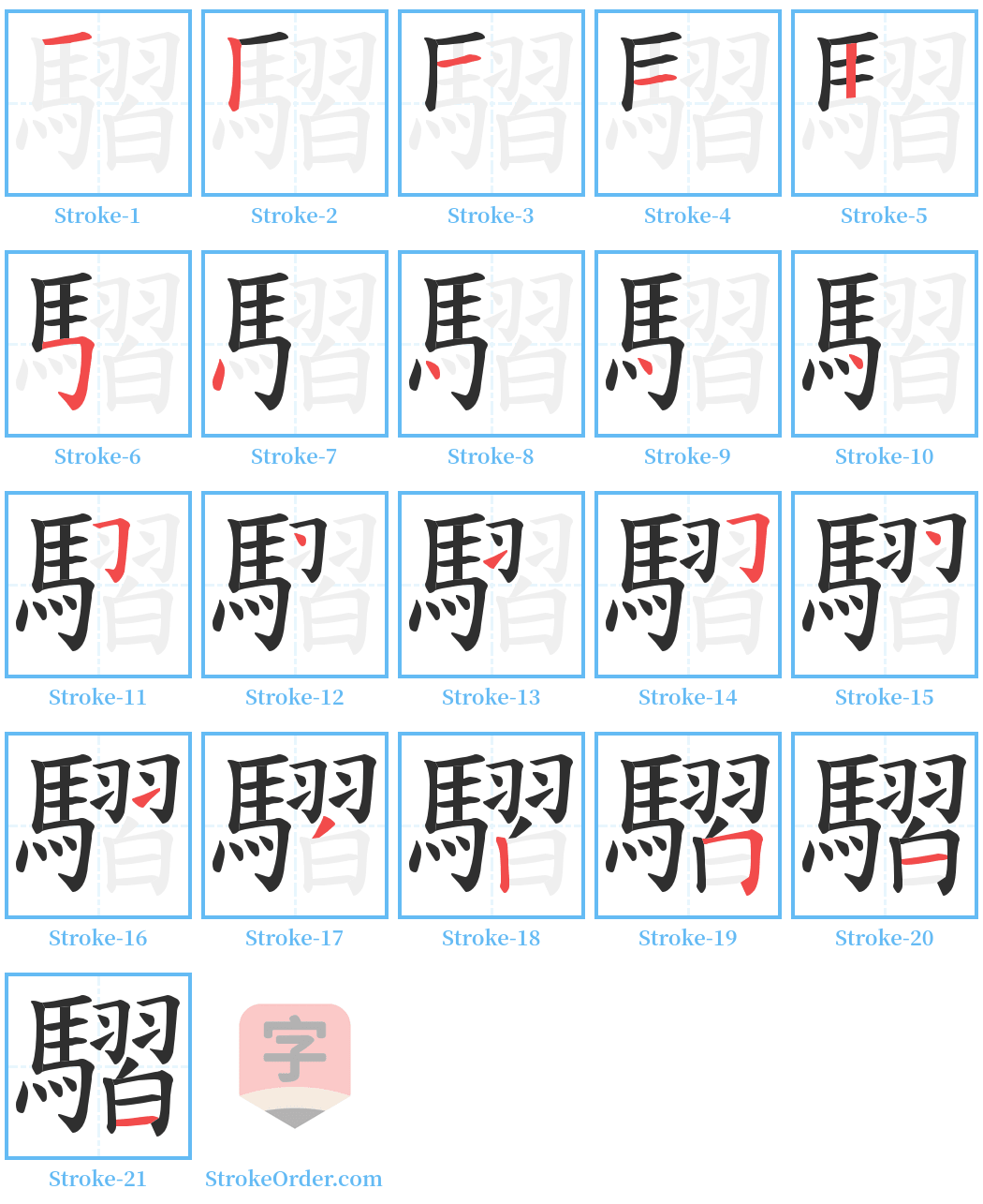 騽 Stroke Order Diagrams