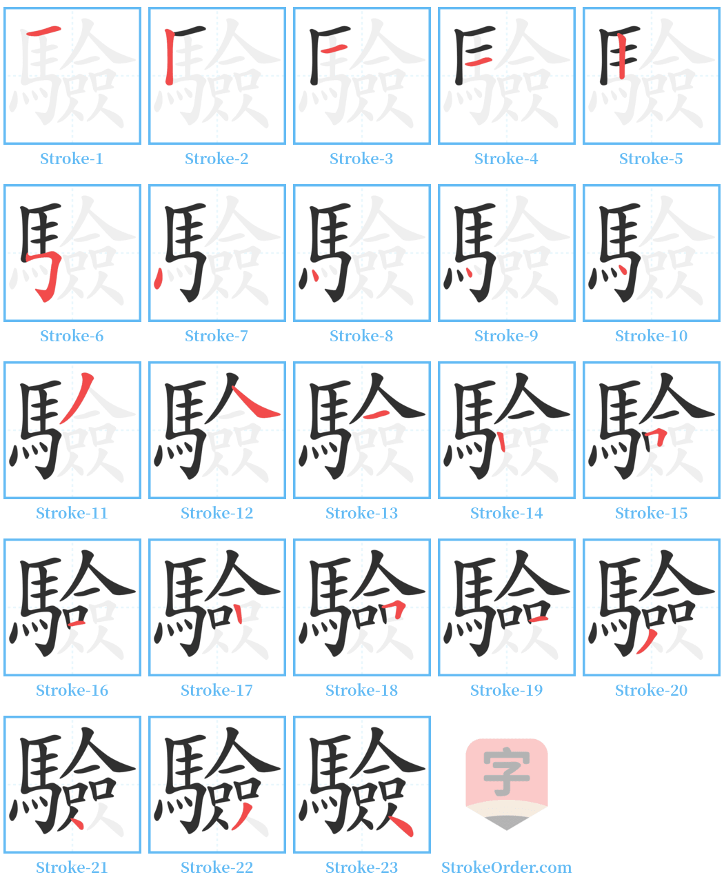 驗 Stroke Order Diagrams