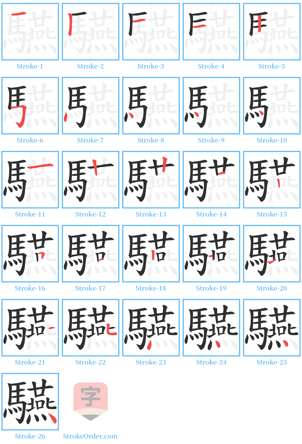 驠 Stroke Order Diagrams