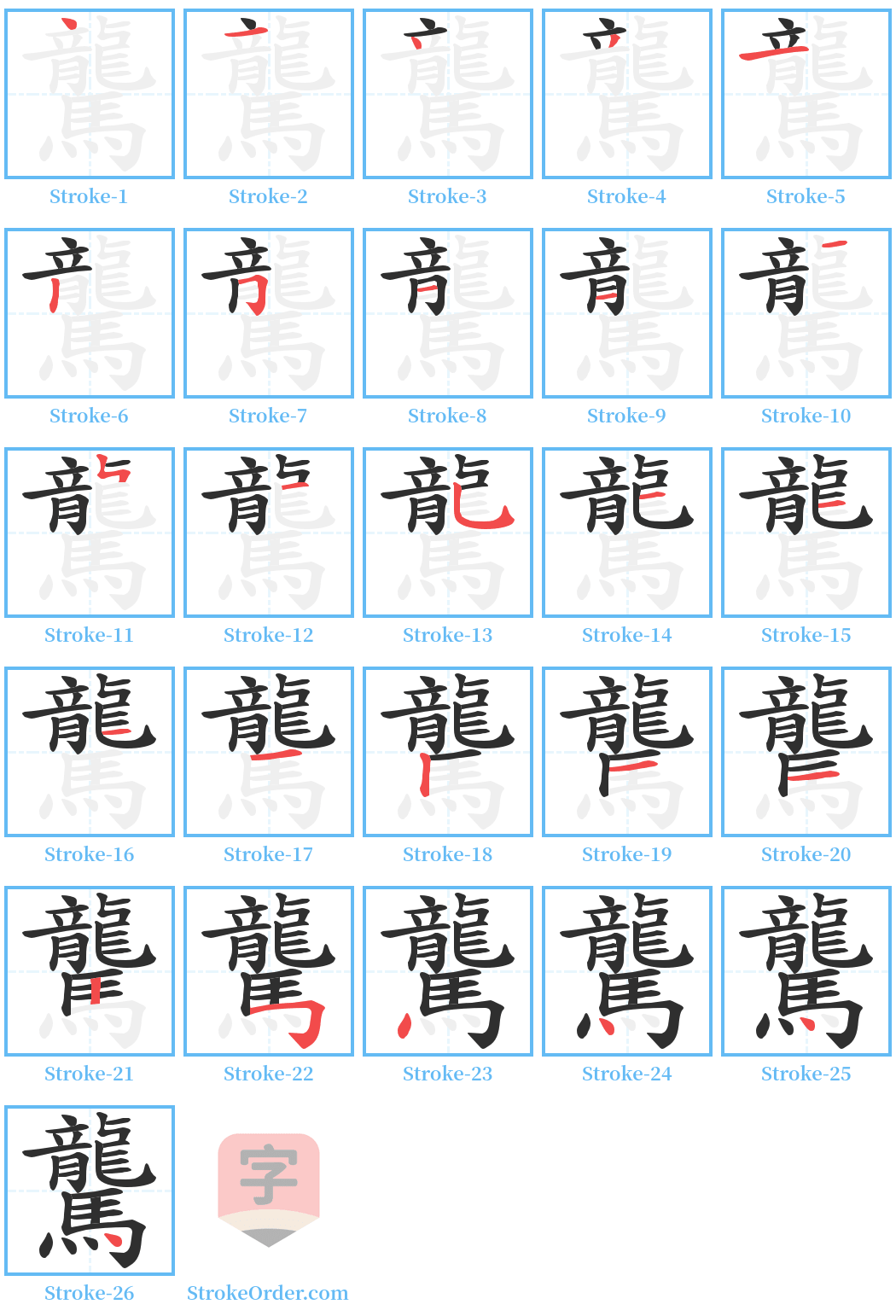 驡 Stroke Order Diagrams