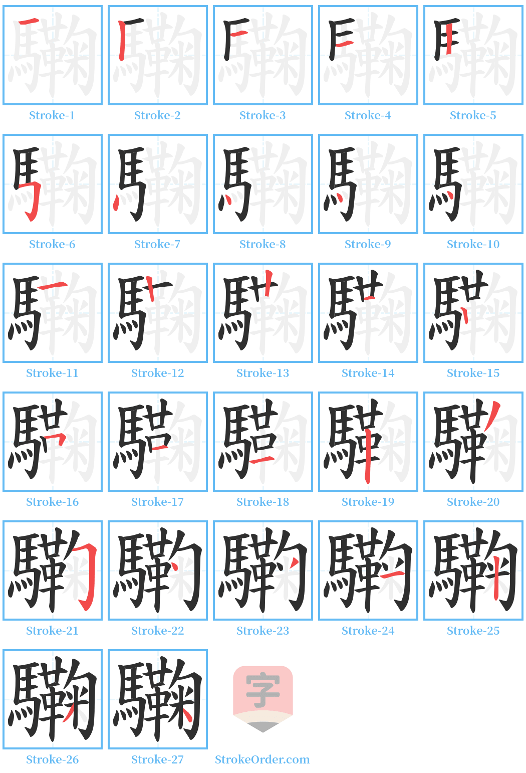 驧 Stroke Order Diagrams