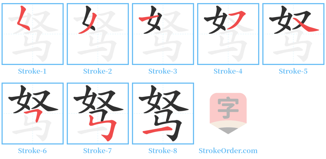 驽 Stroke Order Diagrams