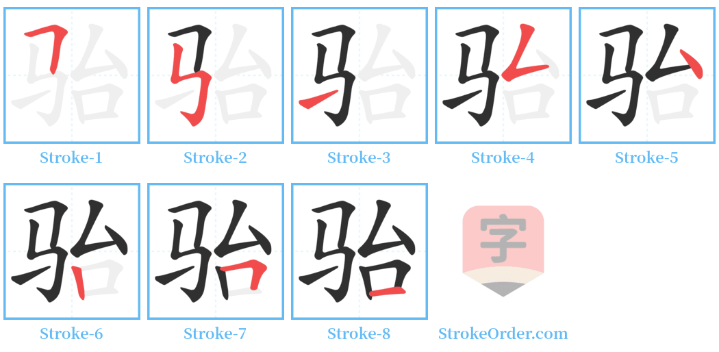 骀 Stroke Order Diagrams