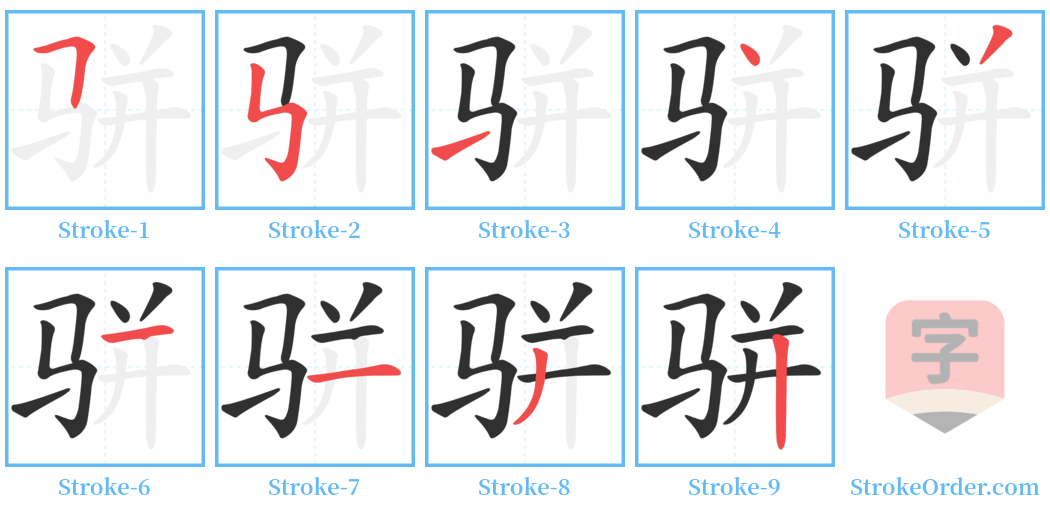 骈 Stroke Order Diagrams