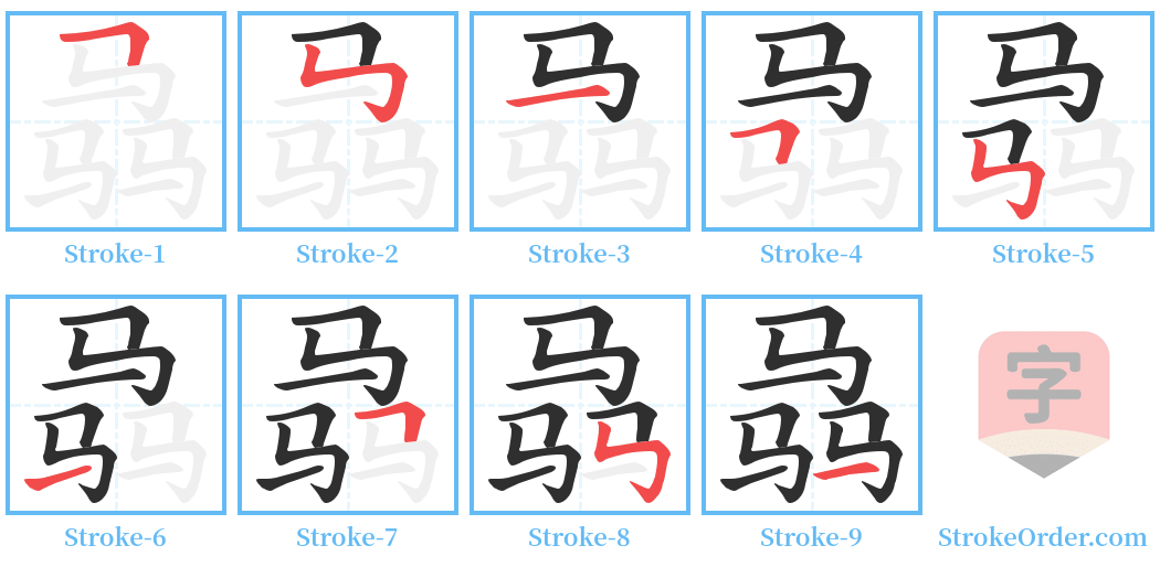 骉 Stroke Order Diagrams