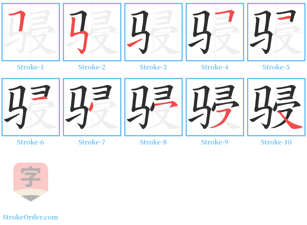 骎 Stroke Order Diagrams