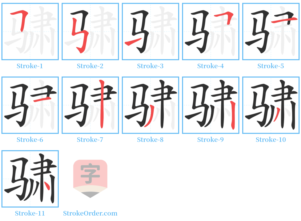 骕 Stroke Order Diagrams