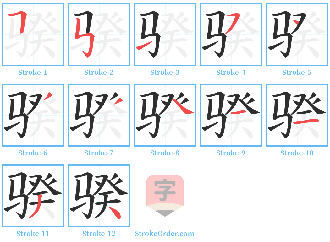 骙 Stroke Order Diagrams