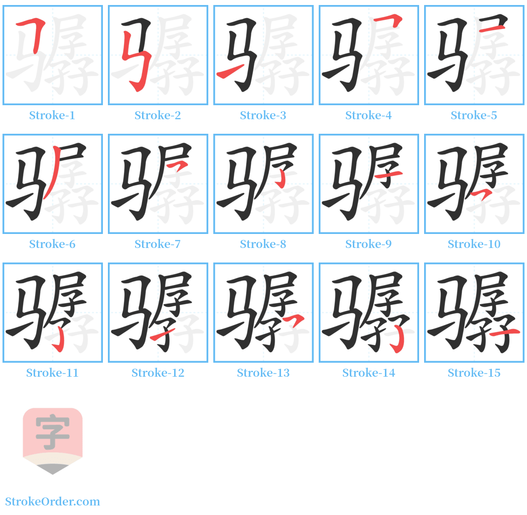 骣 Stroke Order Diagrams