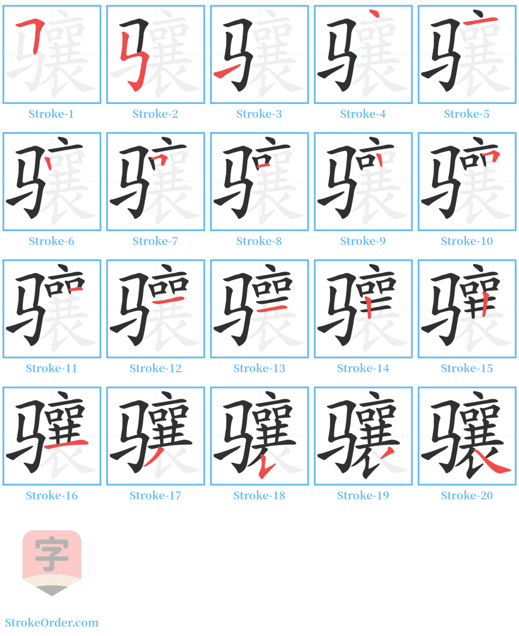 骧 Stroke Order Diagrams