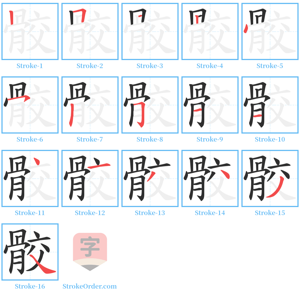 骹 Stroke Order Diagrams