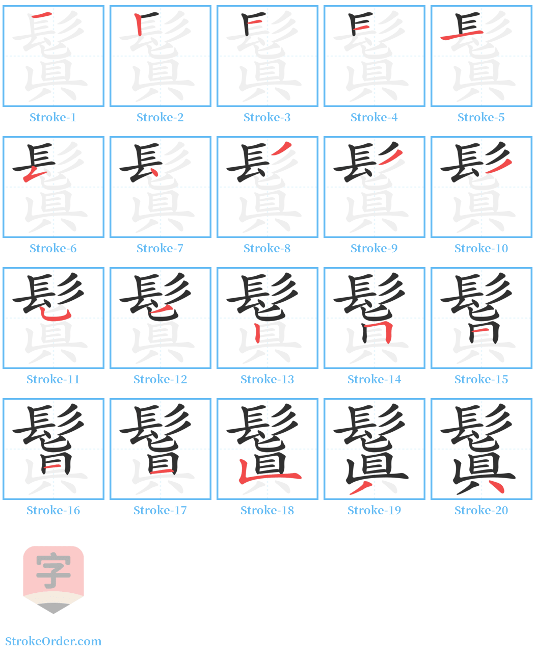 鬒 Stroke Order Diagrams