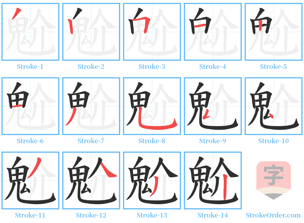 魀 Stroke Order Diagrams