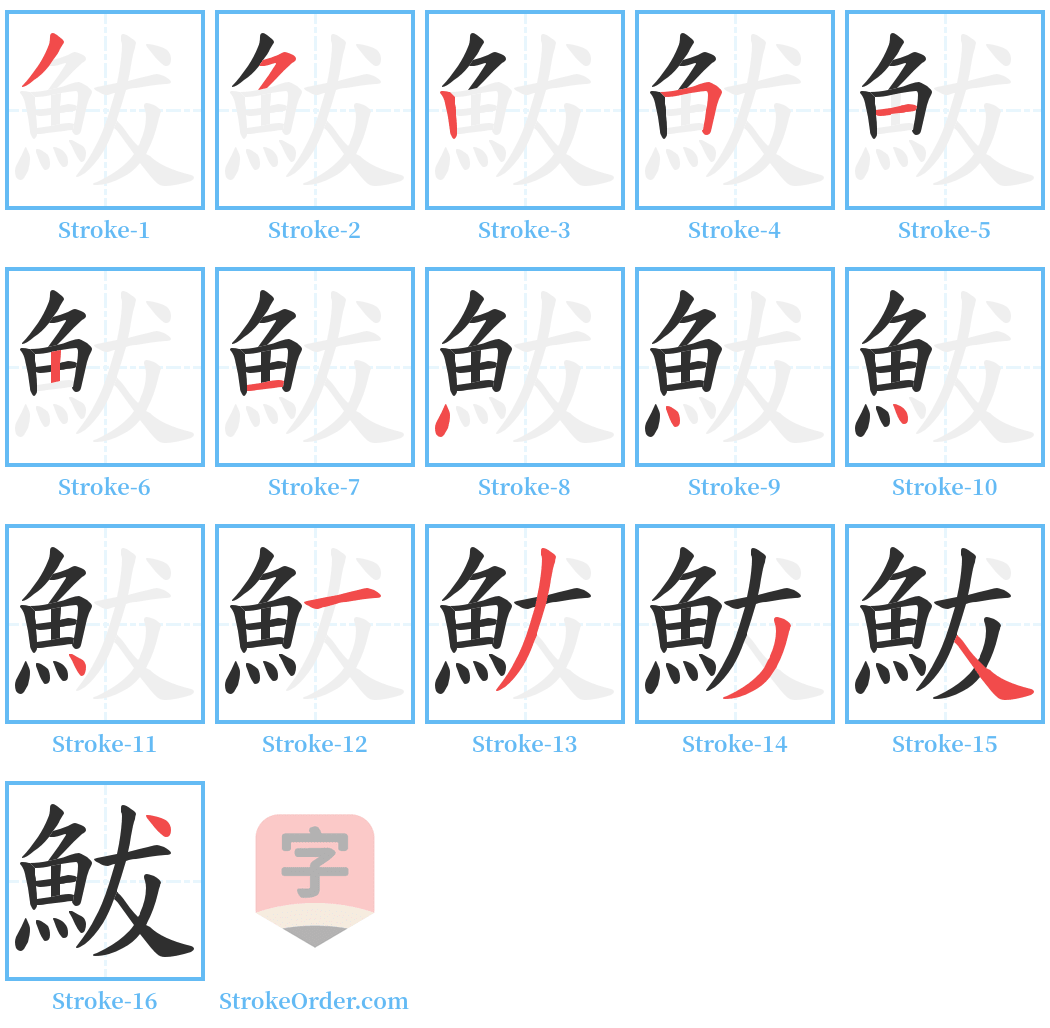 鮁 Stroke Order Diagrams