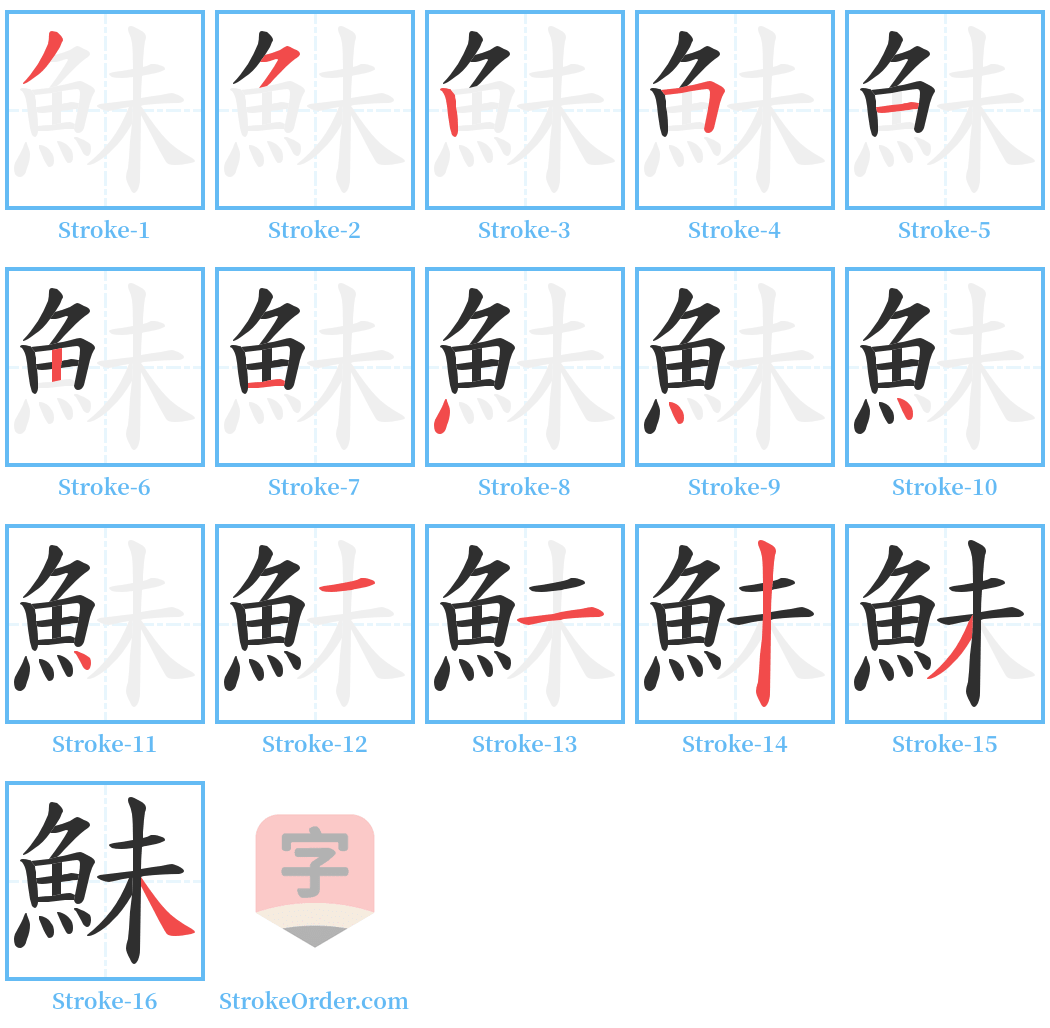 鮇 Stroke Order Diagrams