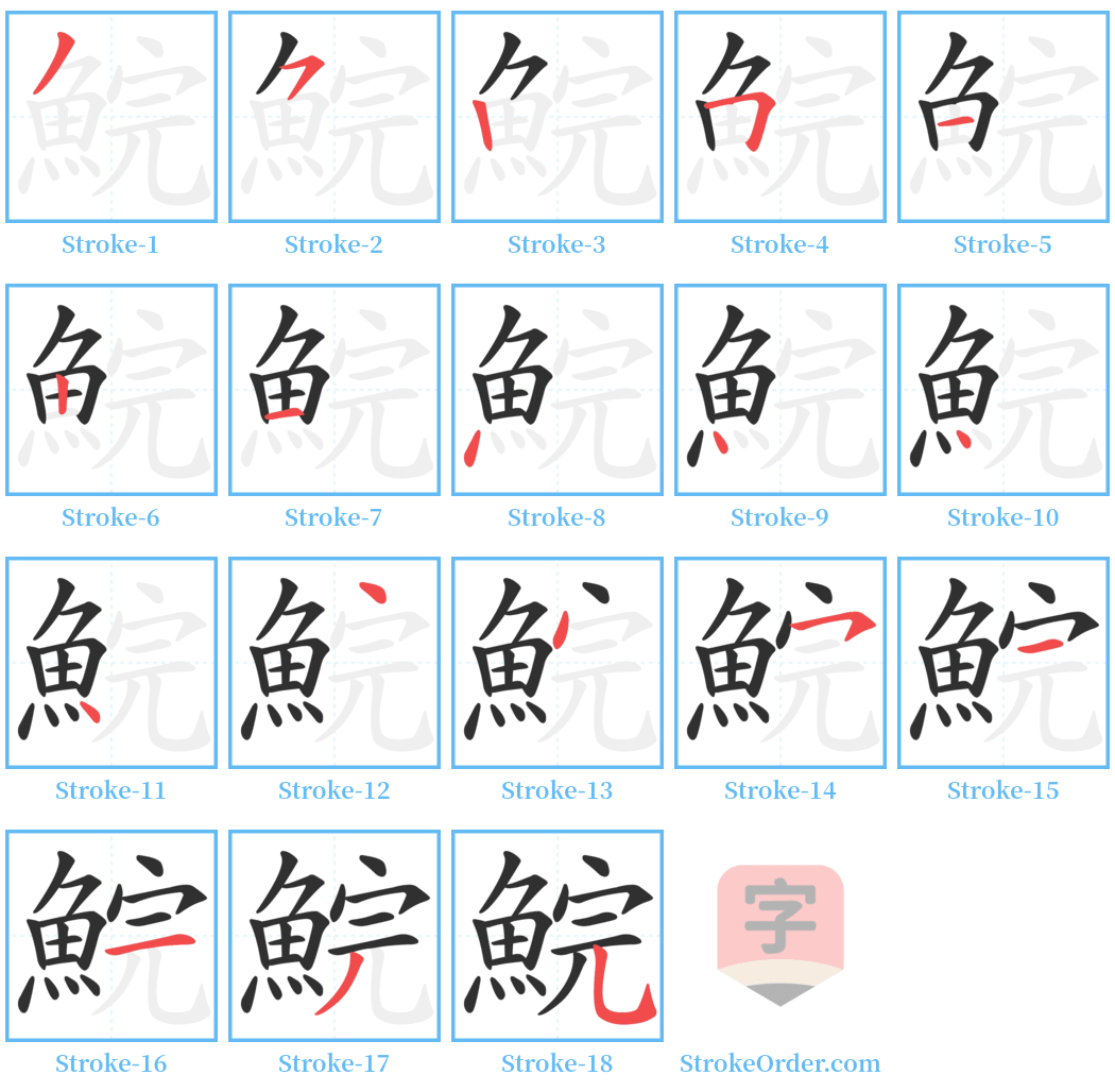 鯇 Stroke Order Diagrams