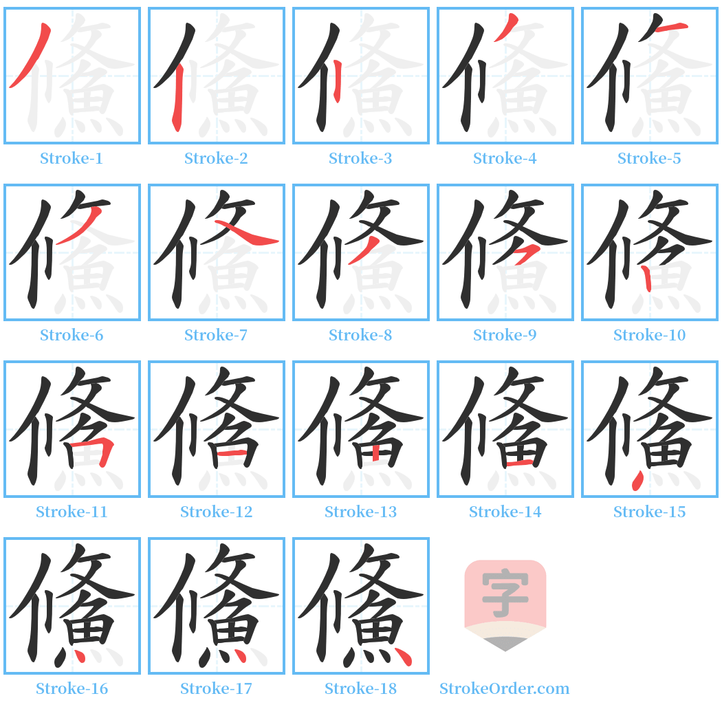 鯈 Stroke Order Diagrams