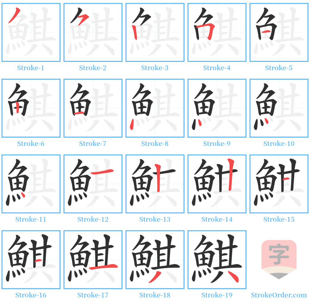 鯕 Stroke Order Diagrams