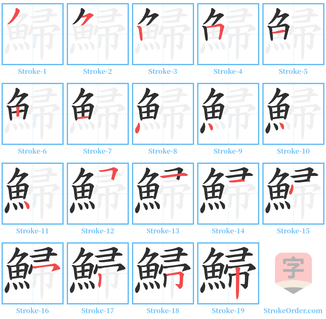 鯞 Stroke Order Diagrams