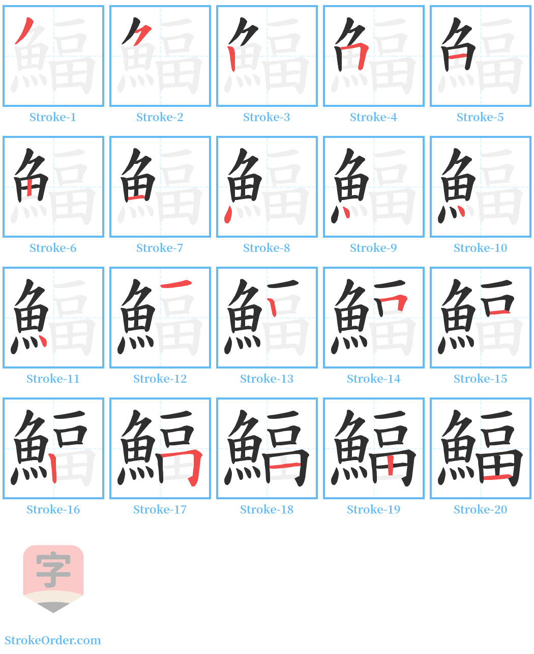 鰏 Stroke Order Diagrams