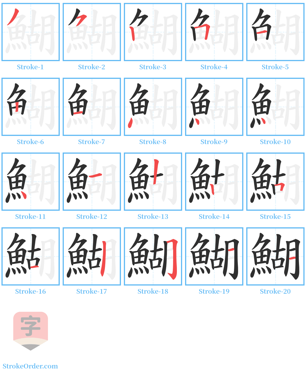 鰗 Stroke Order Diagrams