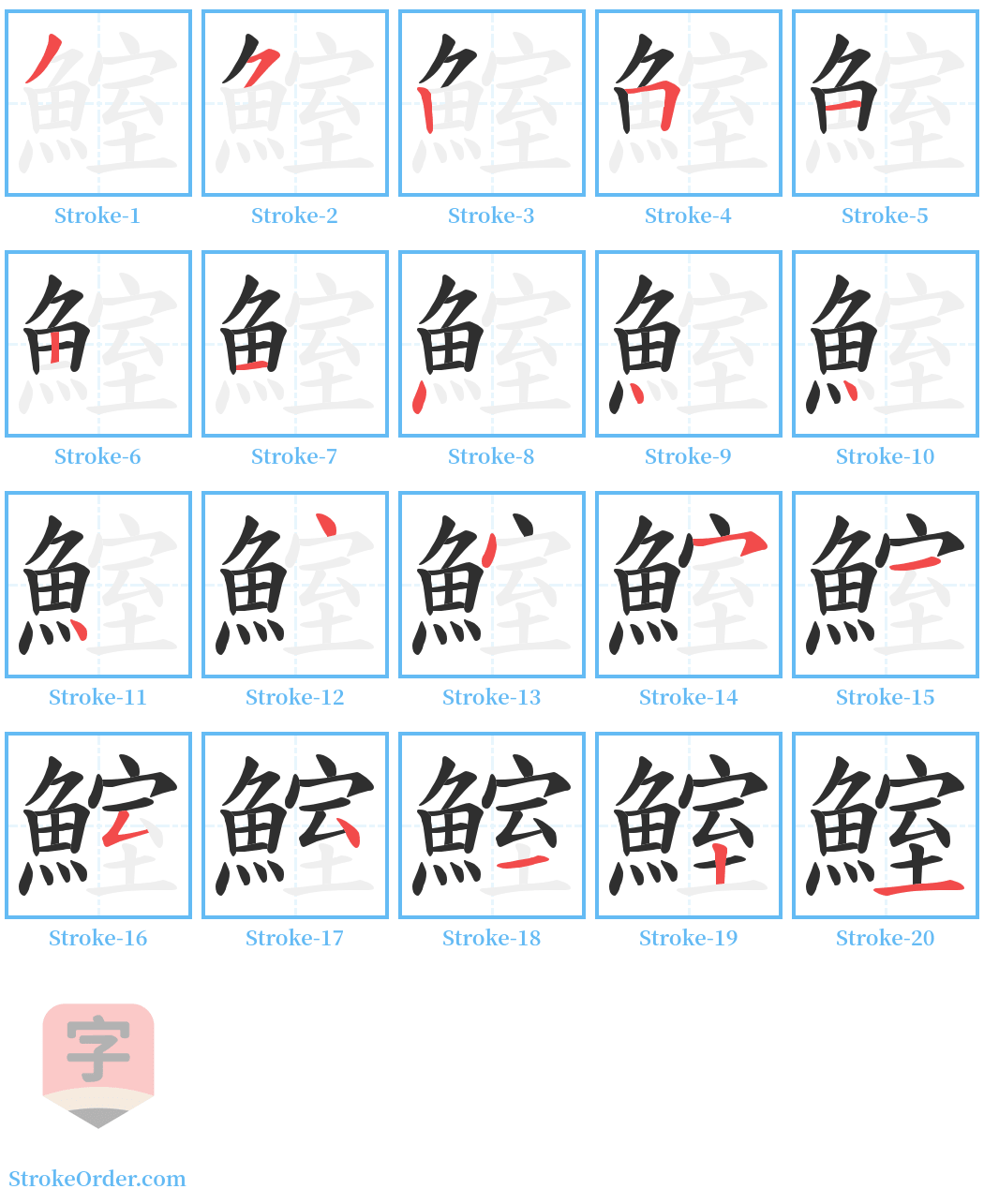 鰘 Stroke Order Diagrams