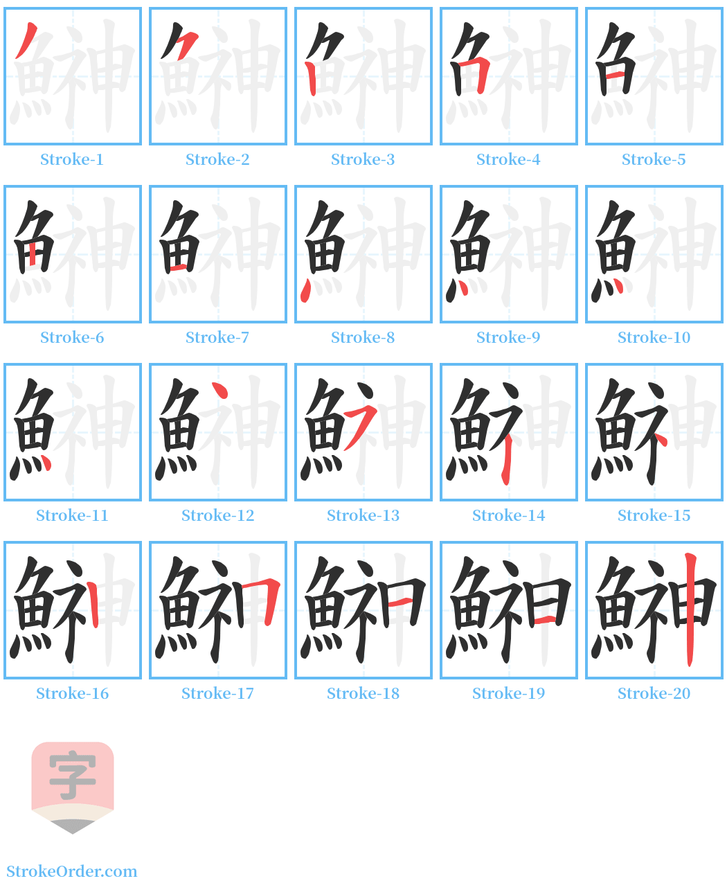 鰰 Stroke Order Diagrams