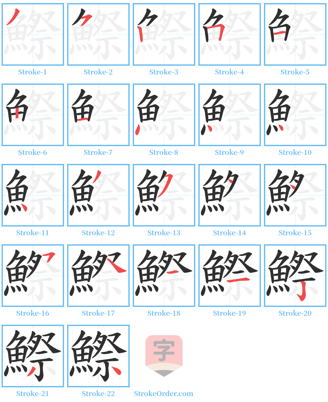 鰶 Stroke Order Diagrams