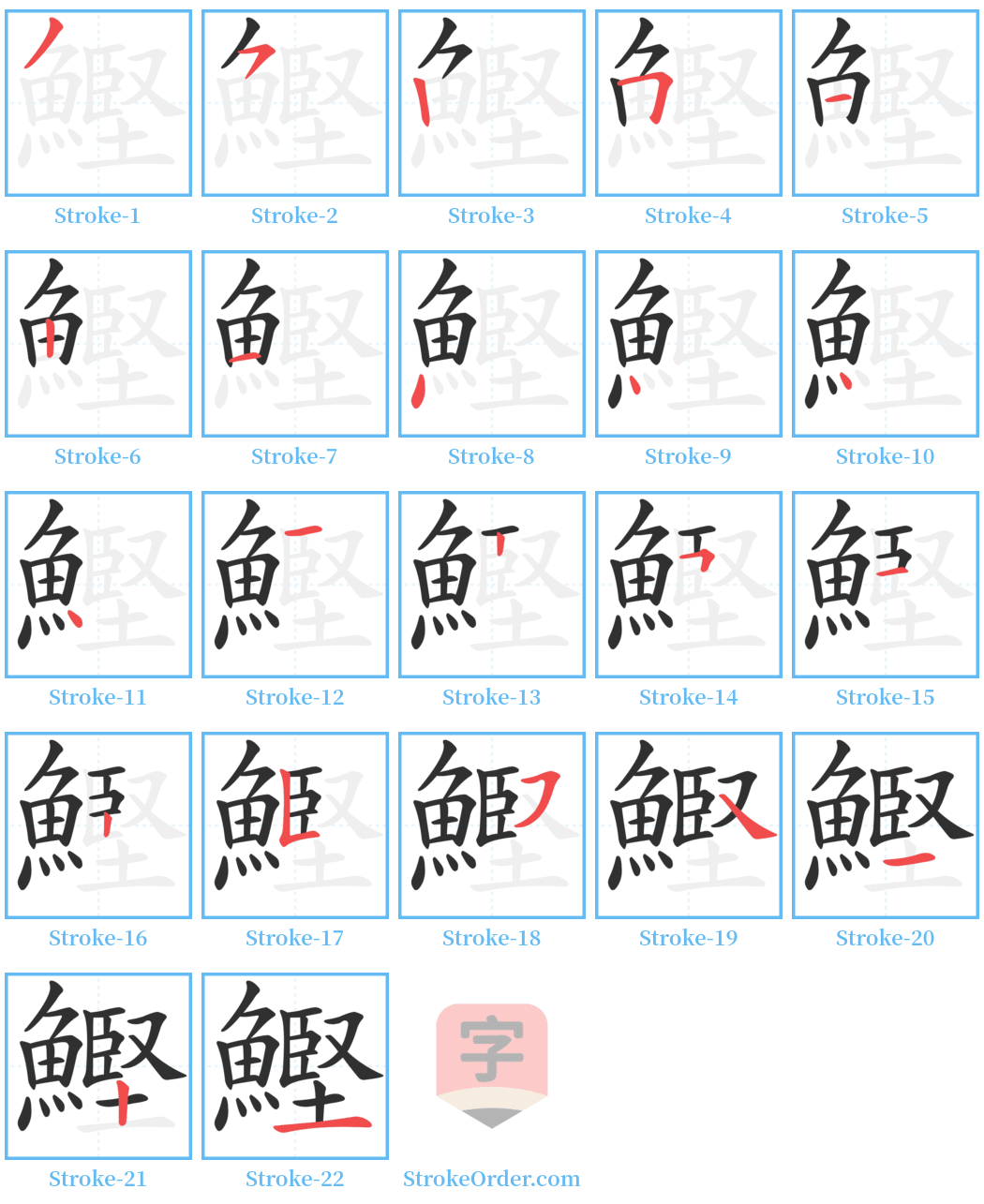 鰹 Stroke Order Diagrams