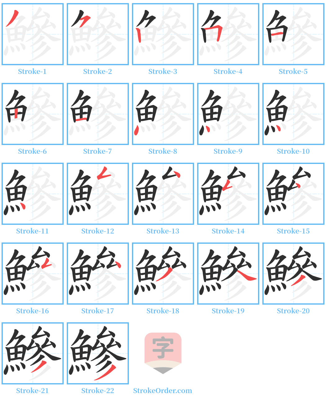 鰺 Stroke Order Diagrams