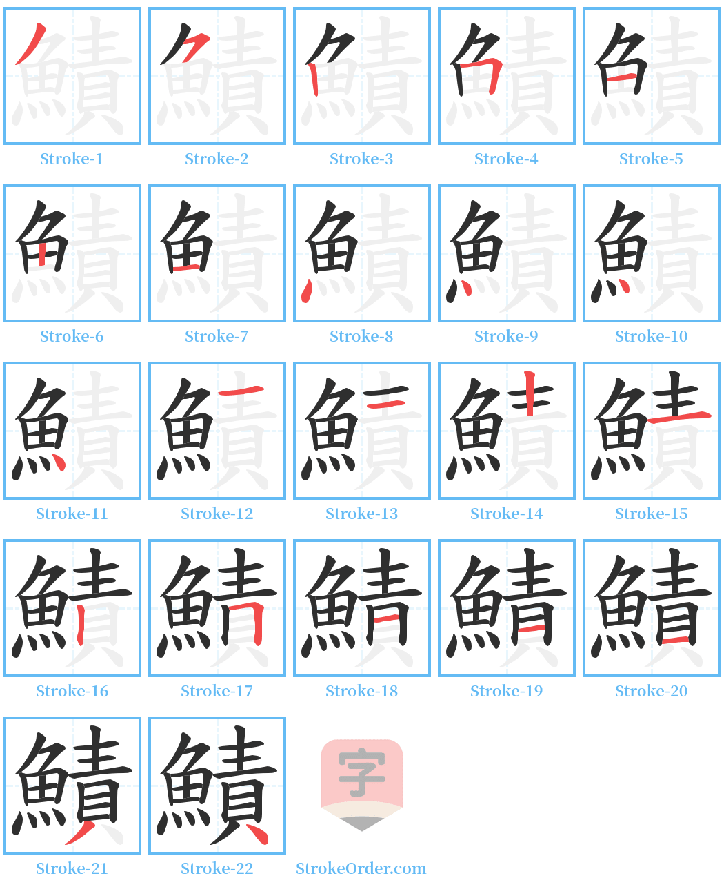 鰿 Stroke Order Diagrams