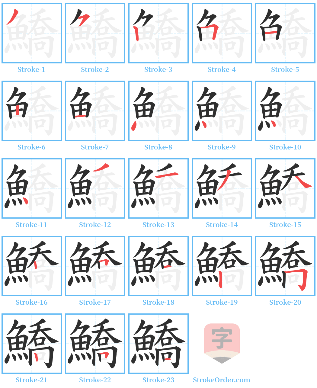 鱎 Stroke Order Diagrams