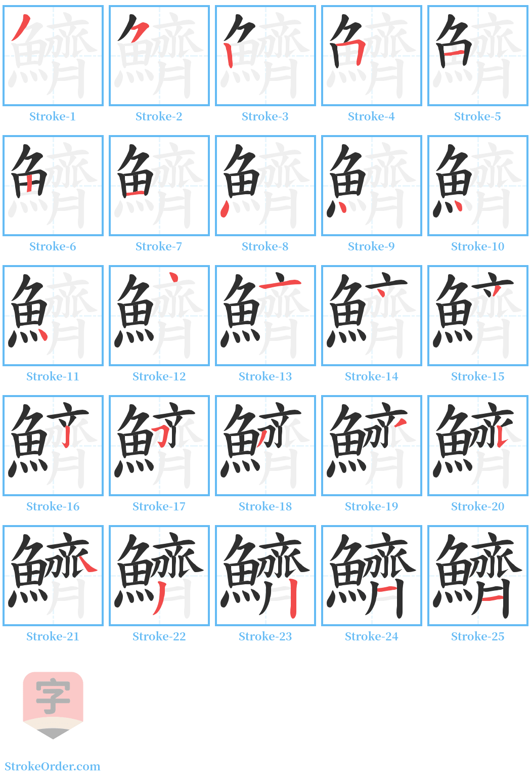 鱭 Stroke Order Diagrams