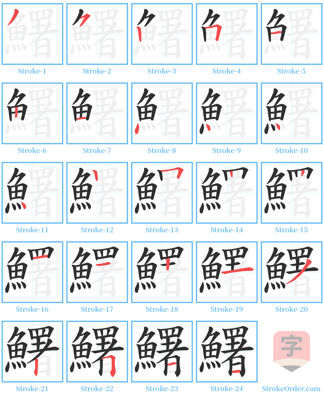 鱰 Stroke Order Diagrams