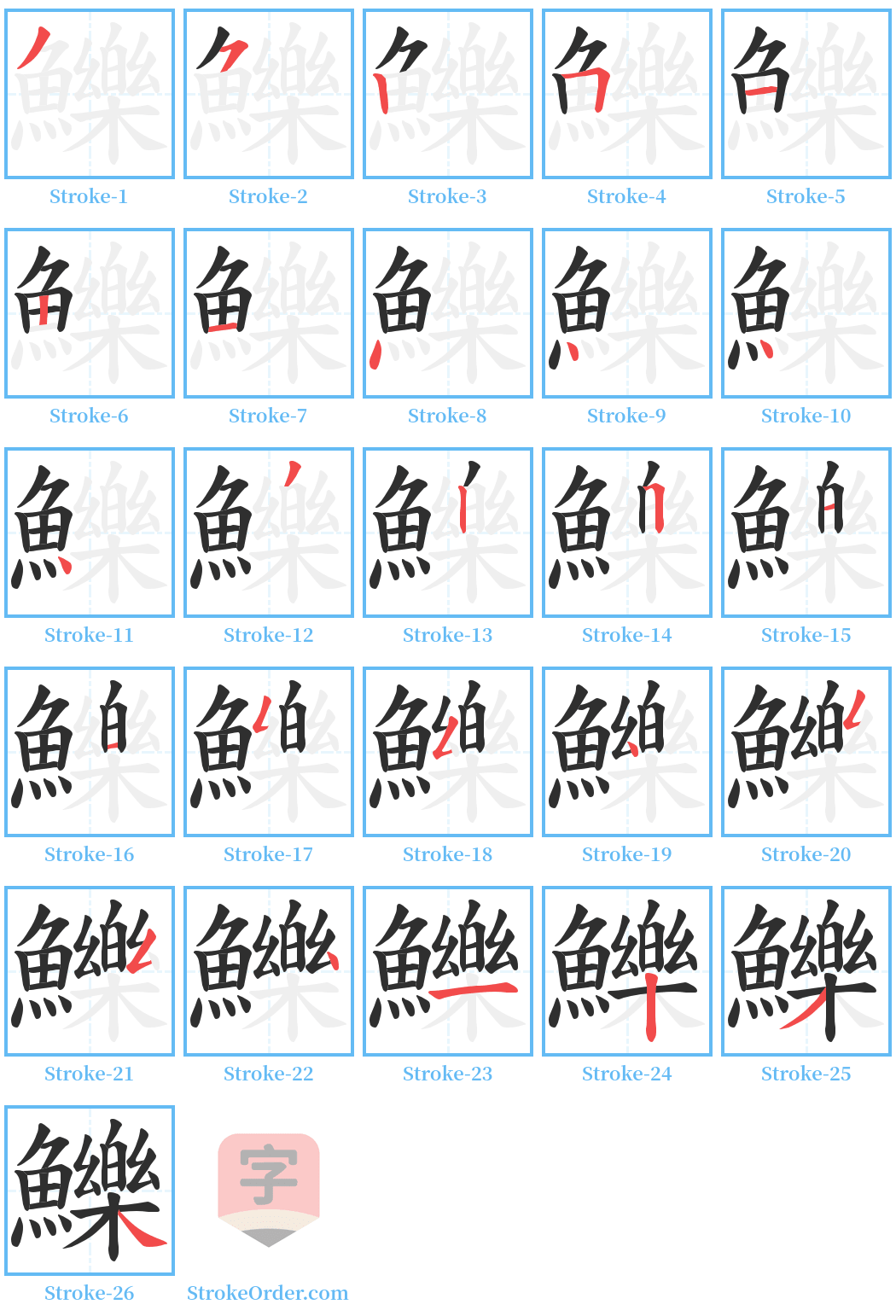 鱳 Stroke Order Diagrams