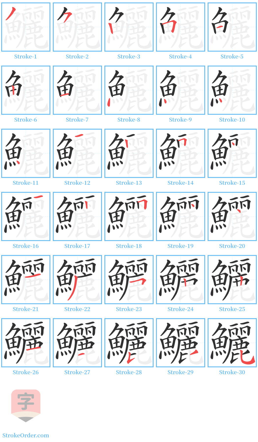 鱺 Stroke Order Diagrams