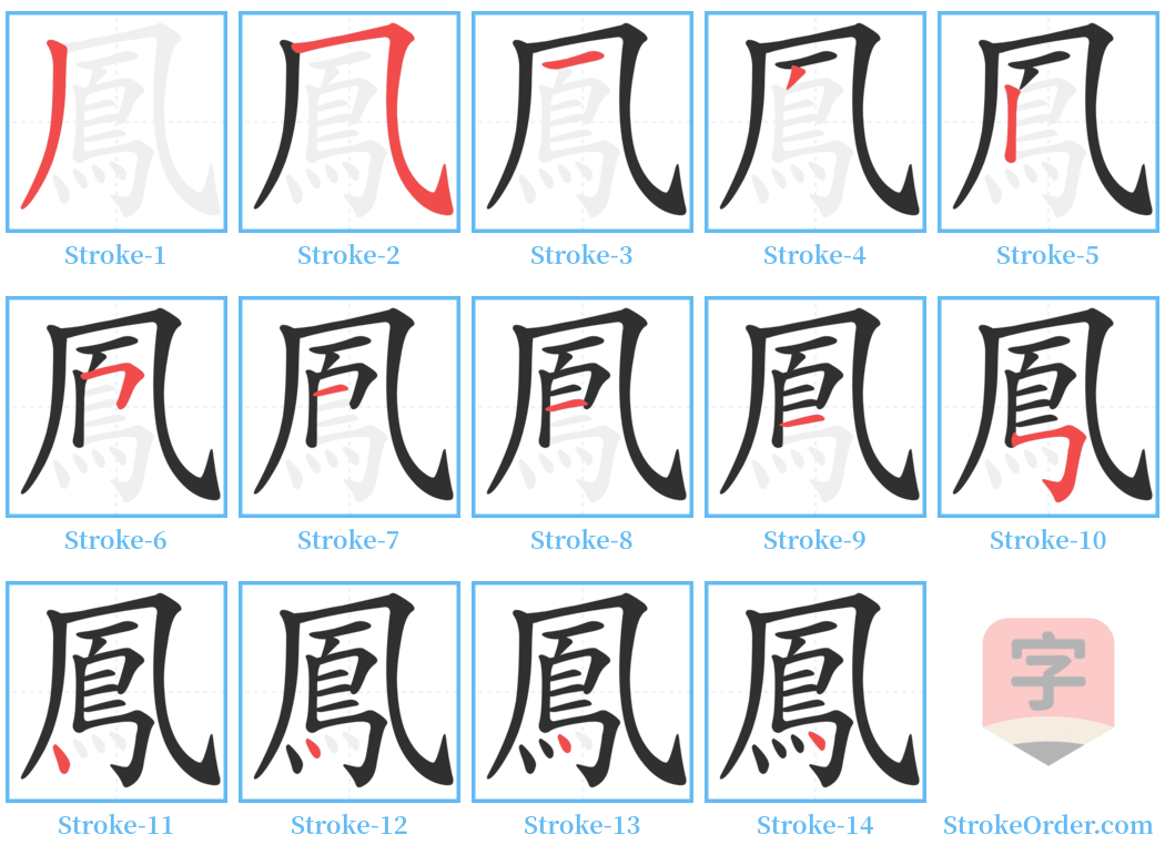 鳳 Stroke Order Diagrams